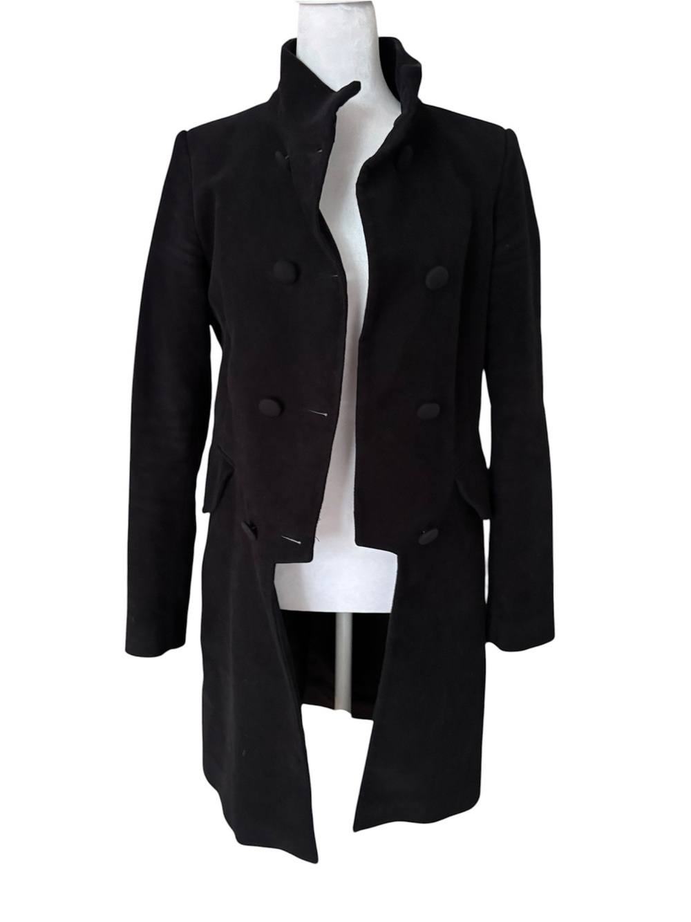 Zara Basic Black Military- Style Coat - Picture 3 of 4